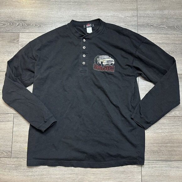 Choko Motorsports GMC  4 Button Henley Long Sleeve Shirt Size Small Cotton Black - Picture 1 of 6